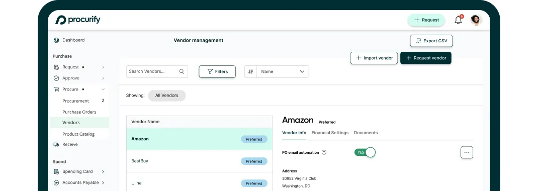 All-in-one Vendor Management System | Screenshot
