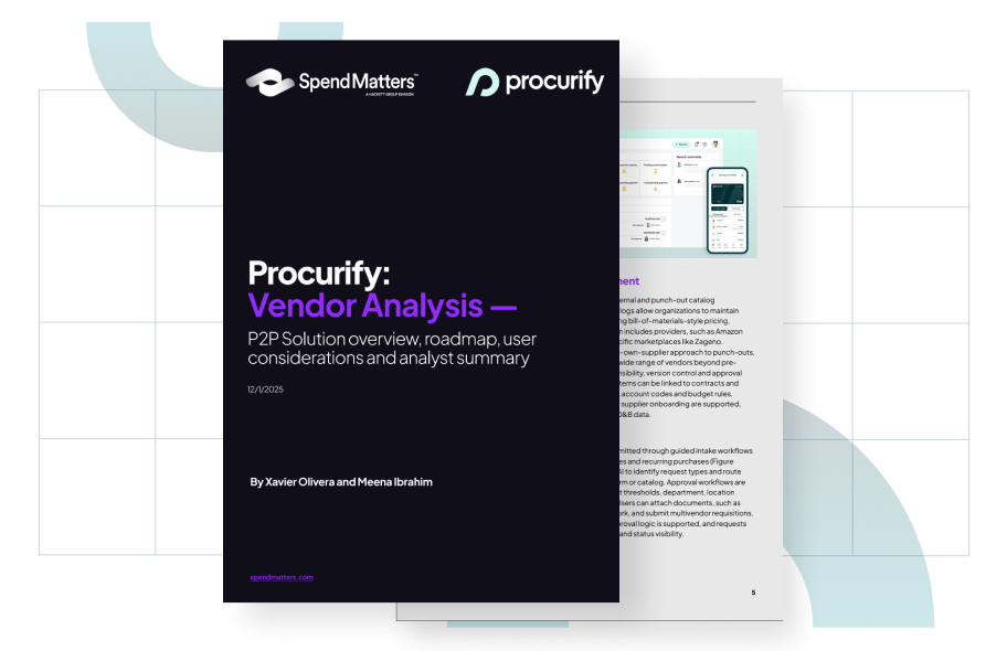Cover of the Spend Matters Vendor Analysis report of Procurify