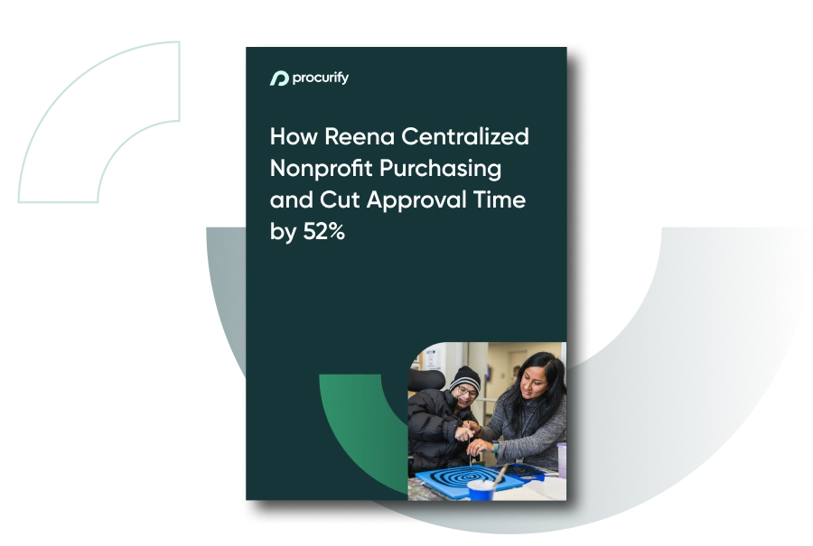 Reena nonprofit case study cover highlighting centralized purchasing, improved approval workflows, and better support for individuals with developmental disabilities through Procurify