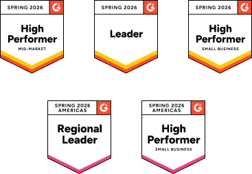 Procurify G2 Spring 2026 Spend Management badges including Leader, High Performer for Mid-Market and Small Business, Regional Leader Americas, and High Performer Small Business Americas