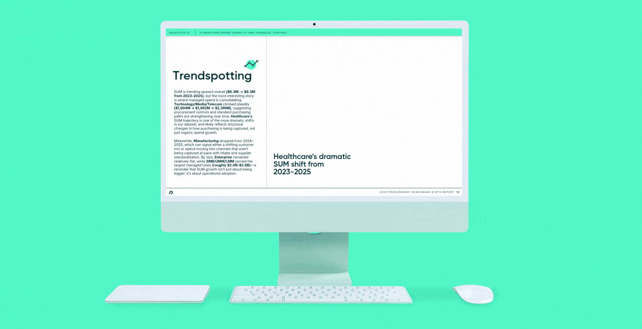 Preview of Procurify’s 2026 Procurement Benchmark Report showing procurement KPIs and spend data insights