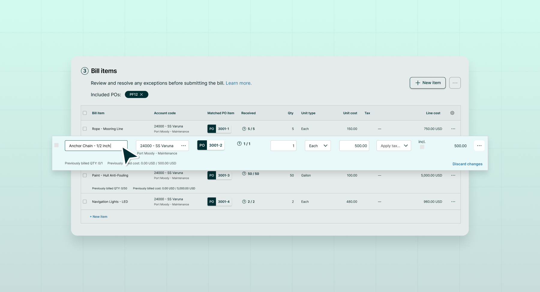Inline editing for bills now available in beta