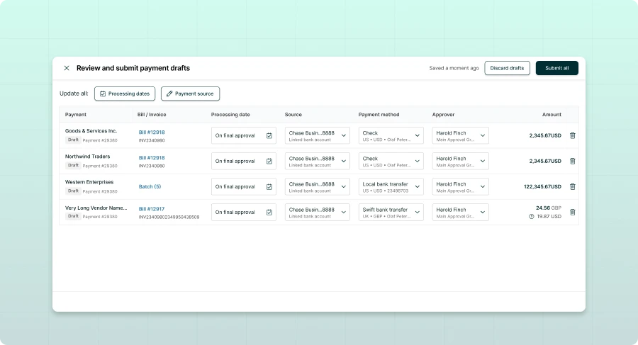 Bulk payment preparation